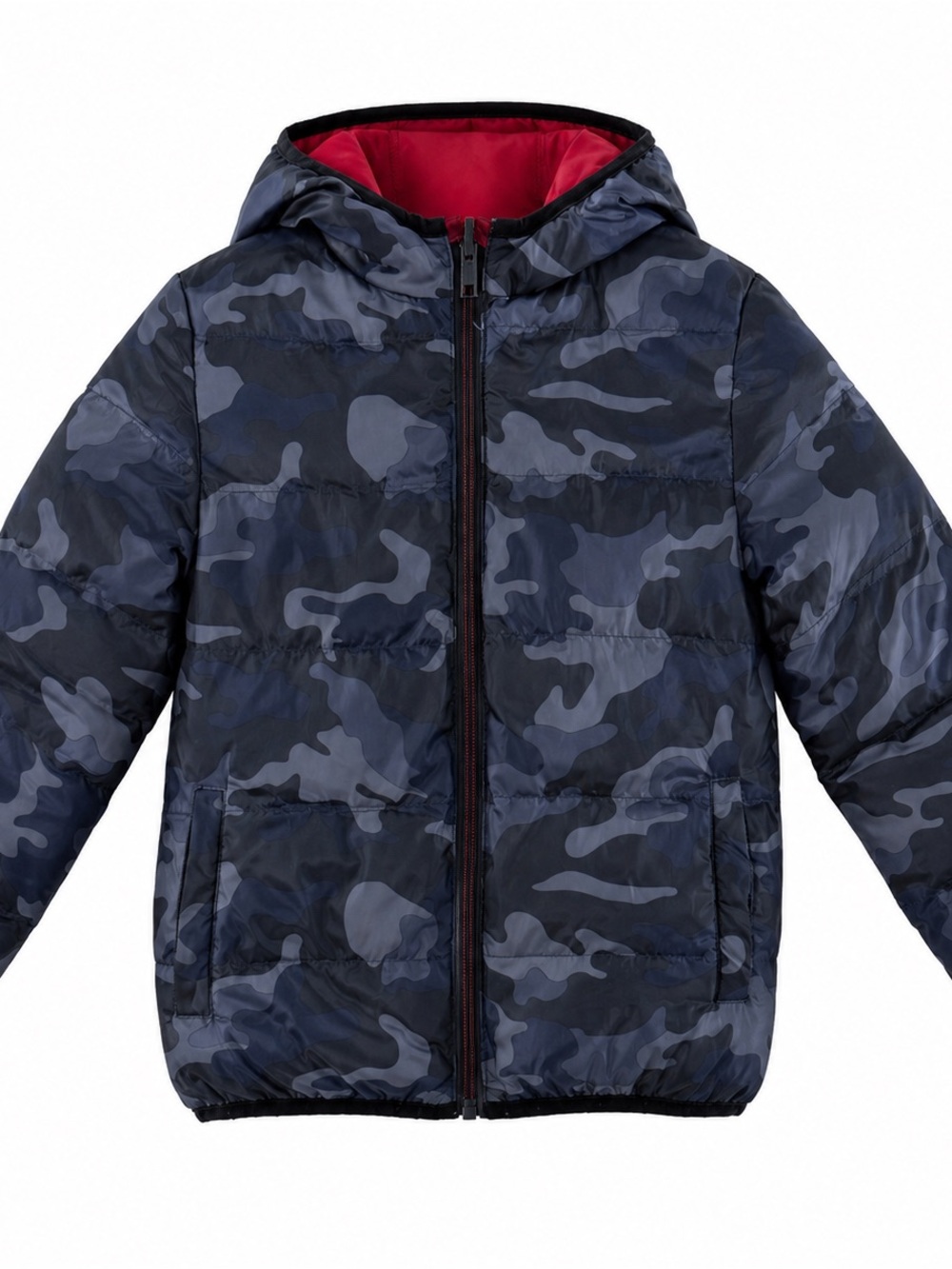 Class Club Boys Blue Camo Puffer Jacket With Hood Size 4/5